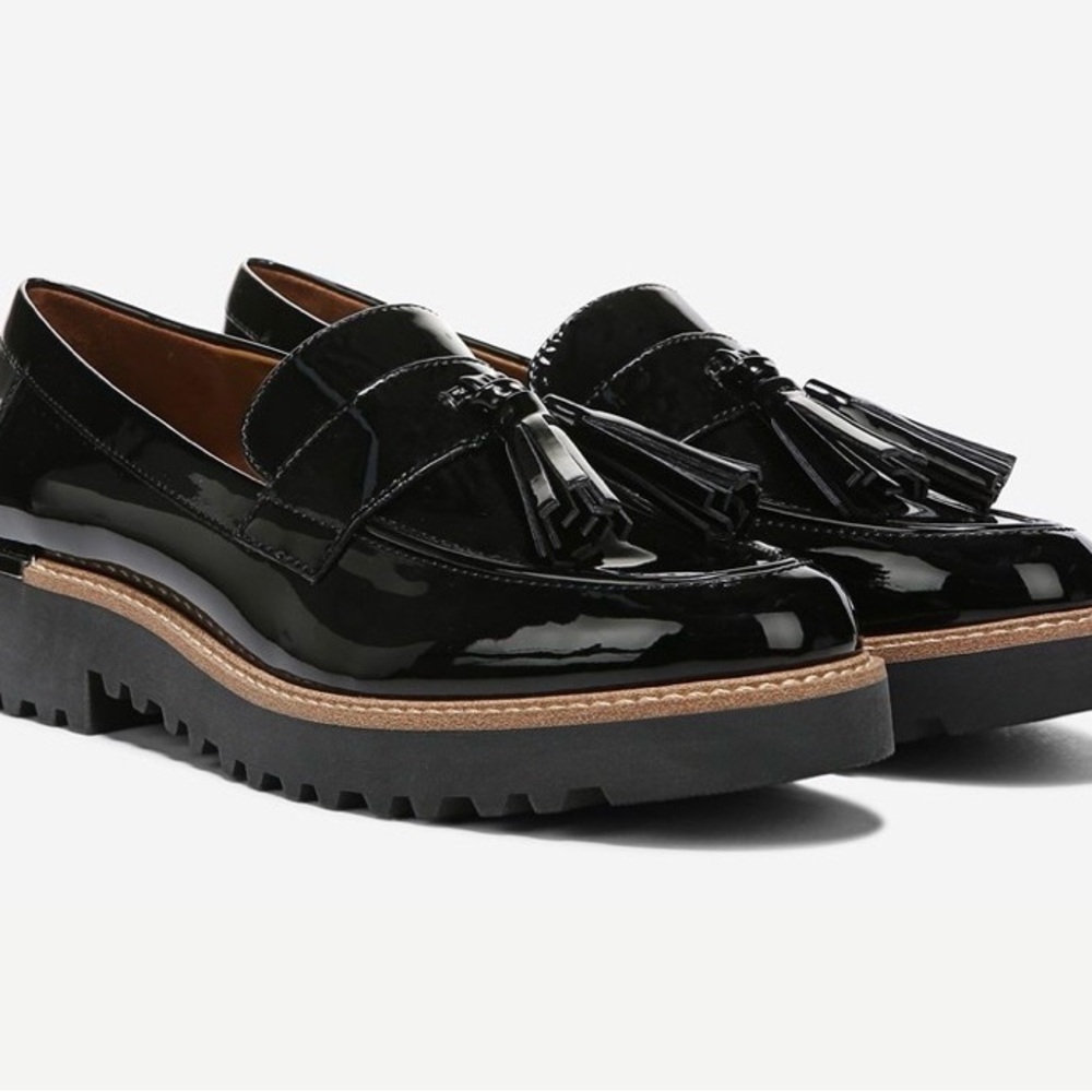 Franco Sarto Black Patent Leather Loafers